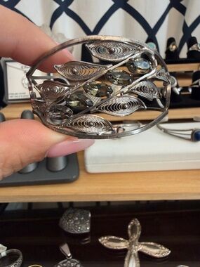 Smokey Quartz Sterling Silver Cuff Bracelet